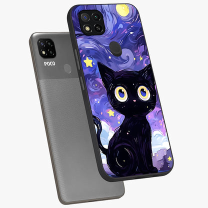 Abstract Cat Art Glass Case displayed in angled mockup highlighting modern abstract cat artwork and sleek glass surface.