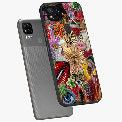 Beaded Fashion Jungle Glass Case displayed in angled mockup highlighting colorful fashion bead design and artistic pattern.
