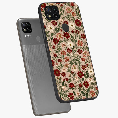 Biege Flower With Leaf Glass Case displayed in angled mockup highlighting minimal floral leaf design and elegant aesthetic.