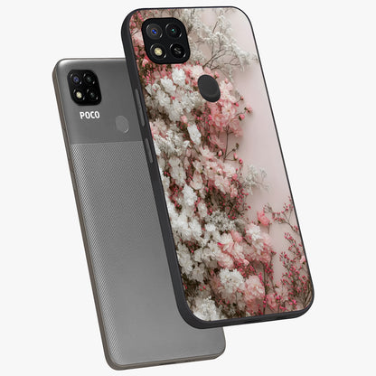 Blush Blossom Cloud Glass Case displayed in angled mockup highlighting soft cloud and blossom design with pastel aesthetic.
