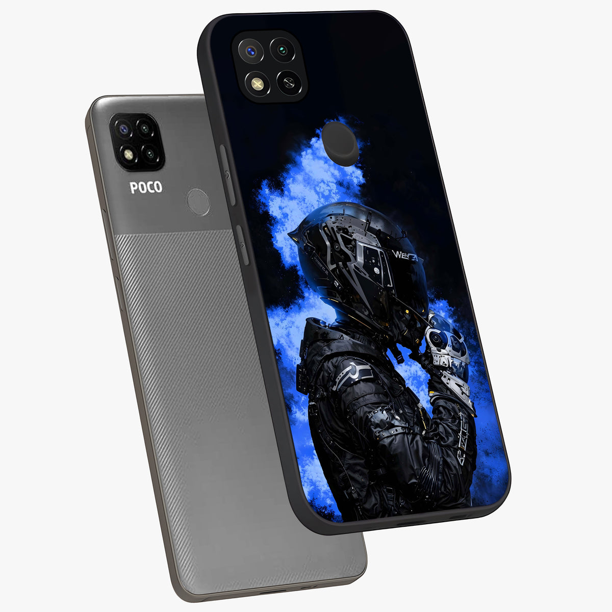 Cyber Sentinel Protocol Glass Case displayed in angled mockup highlighting digital cyber design with sci-fi aesthetic style.