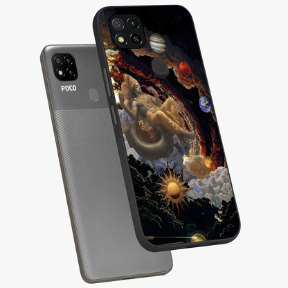 Galactic Divine God Glass Case displayed in angled mockup highlighting powerful celestial deity illustration with galactic aesthetic.