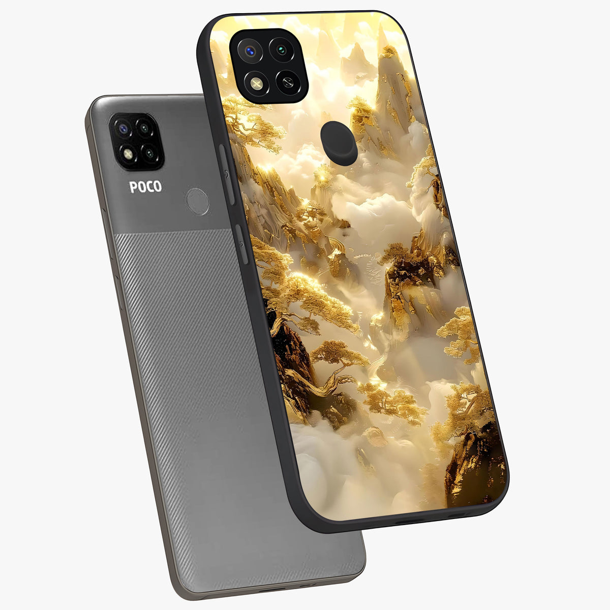 Gates Of Illumination Glass Case displayed in angled mockup highlighting radiant portal inspired design with fantasy aesthetic.