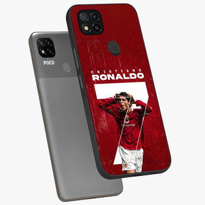 Goal Celebration Legacy Glass Case displayed in angled mockup highlighting energetic sports celebration design with bold athletic theme.