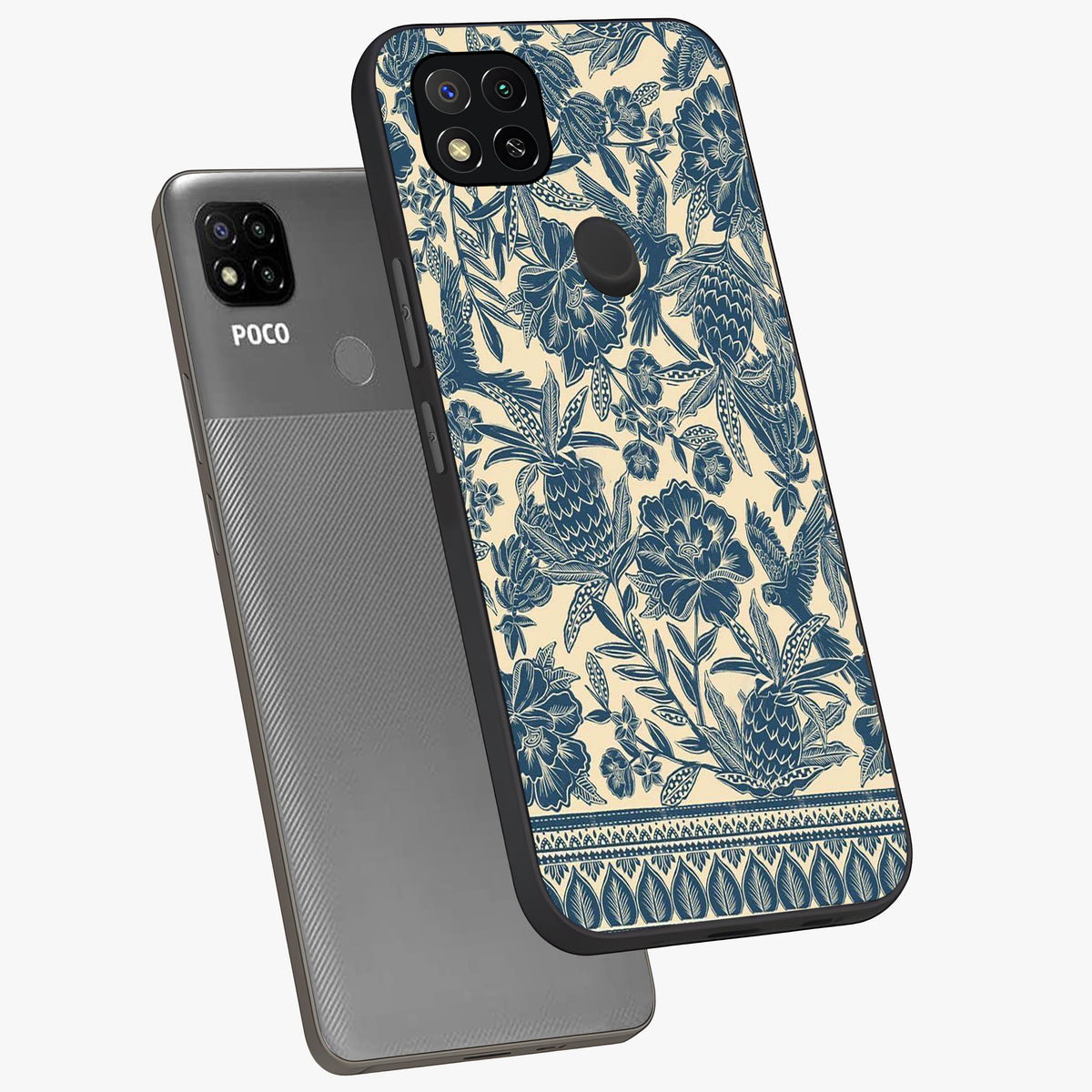 Heirloom Wild Bloom Glass Case displayed in angled mockup highlighting botanical bloom design with classic aesthetic style.