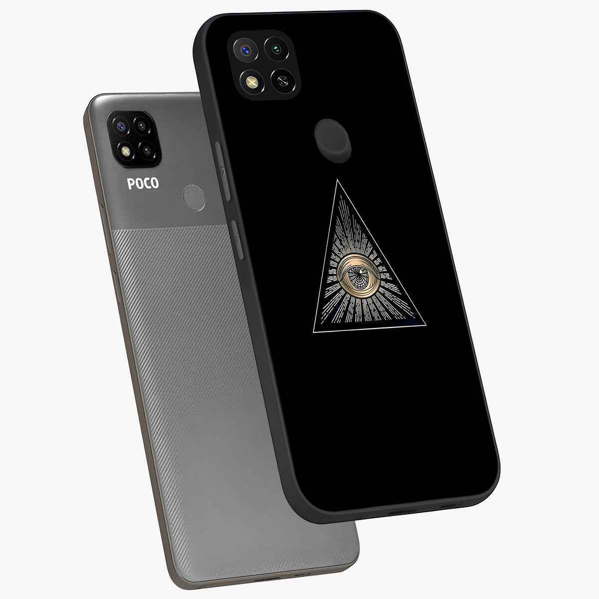 Illuminati Evil Glass Case displayed in angled mockup highlighting dark occult inspired design with bold aesthetic style.