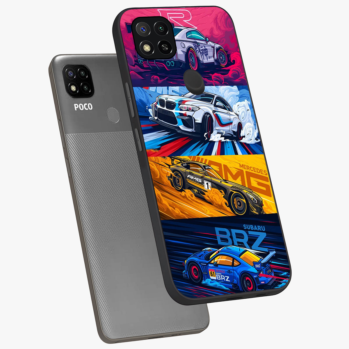JDM Sports Car Glass Case displayed in angled mockup highlighting sleek Japanese racing car design with automotive aesthetic.