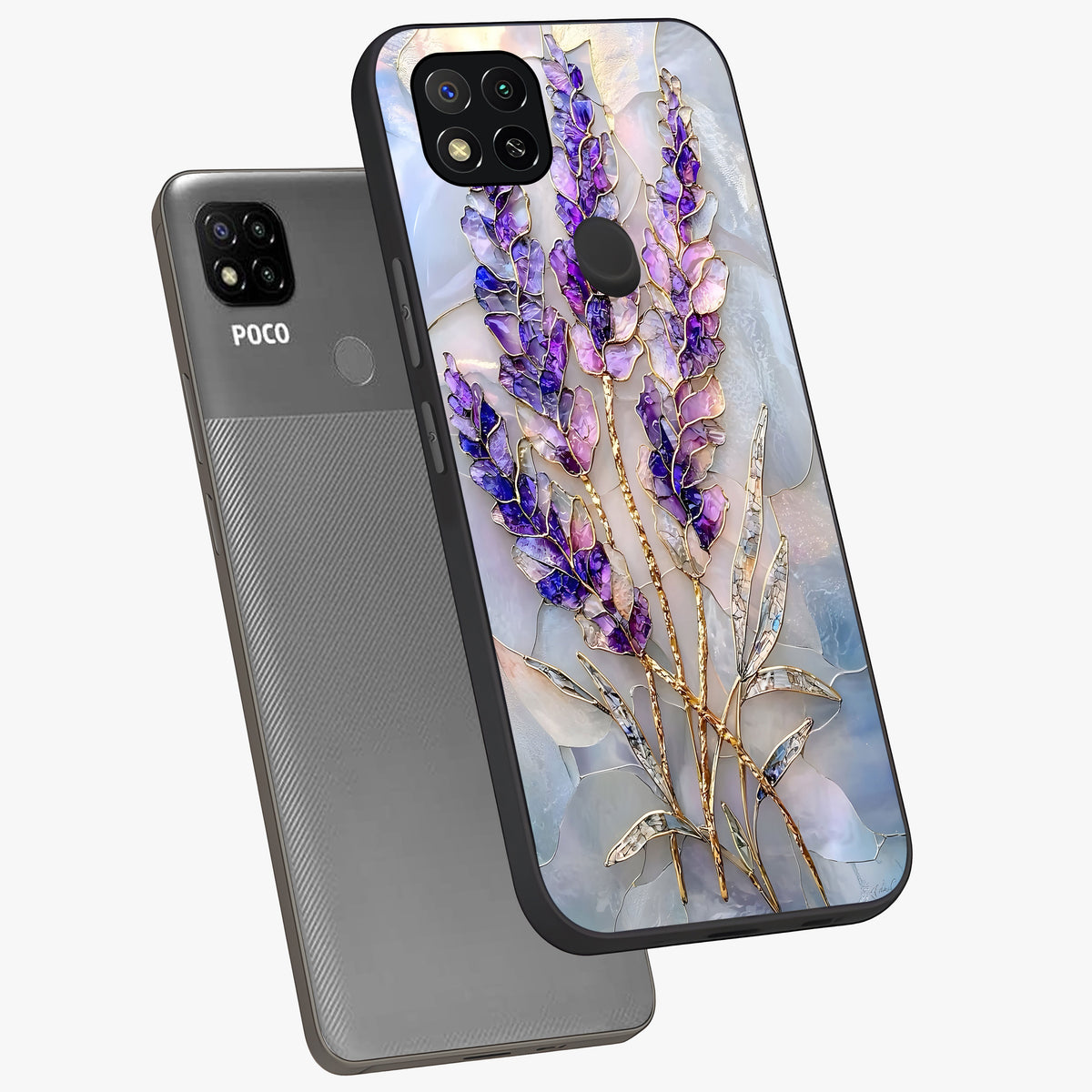 Lavender Dream Glow Glass Case displayed in angled mockup highlighting dreamy purple glow design with soft artistic style.