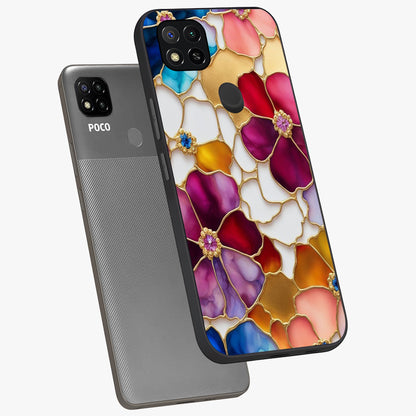 Marble Flower Pattern Glass Case displayed in angled mockup highlighting elegant marble floral design with modern aesthetic.