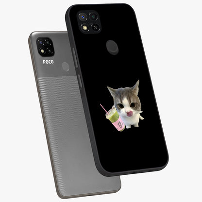 Matcha Cat Style Glass Case displayed in angled mockup highlighting playful feline design with pastel matcha aesthetic.