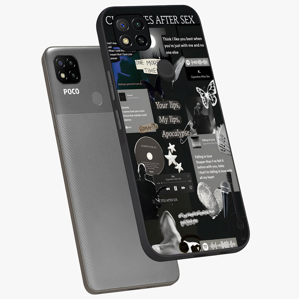 Midnight Love Echo Glass Case displayed in angled mockup highlighting elegant love inspired design with deep aesthetic style.