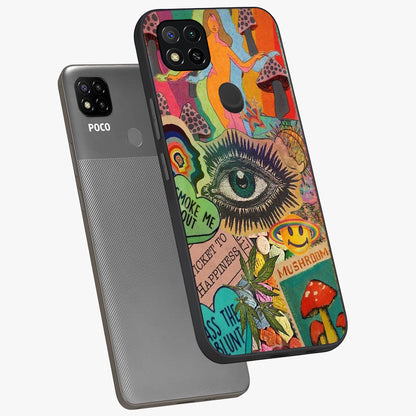 Mystic Eye Wonderland Glass Case displayed in angled mockup highlighting magical eye illustration with dreamy aesthetic.