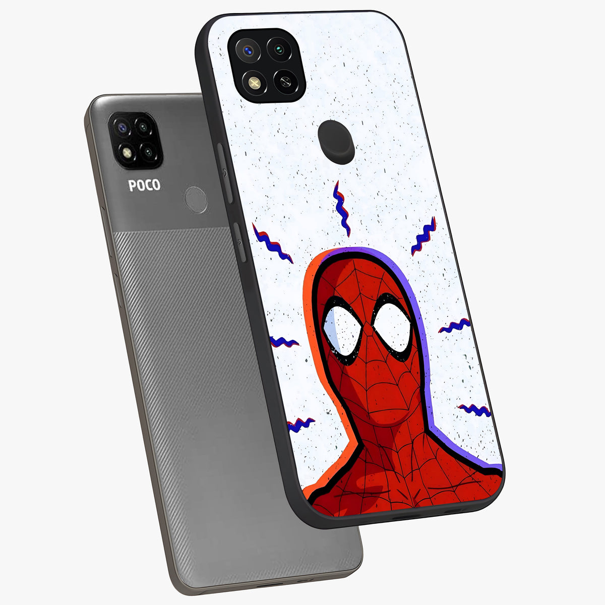 Omg Spiderman Glass Case displayed in angled mockup highlighting dynamic hero illustration with action comic aesthetic.