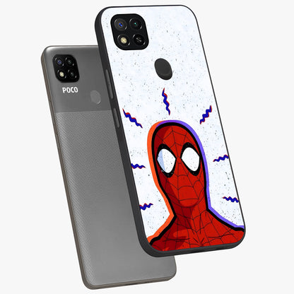 Omg Spiderman Glass Case displayed in angled mockup highlighting dynamic hero illustration with action comic aesthetic.
