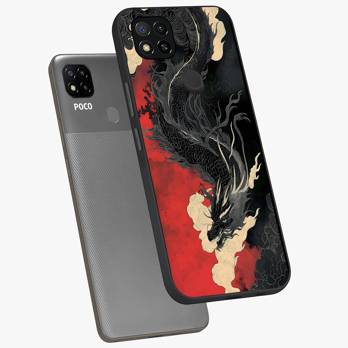 Shadow Dragon Fury Glass Case displayed in angled mockup highlighting powerful dragon illustration with dark fantasy aesthetic.