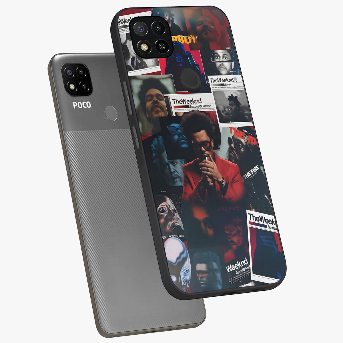 The Weeknd Glass Case displayed in angled mockup highlighting stylish pop culture inspired design with modern aesthetic.