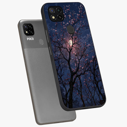 Twilight Sakura Serenade Glass Case displayed in angled mockup highlighting delicate sakura flower design with dreamy aesthetic.