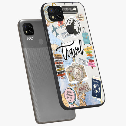 Wanderlust Journal Glass Case displayed in angled mockup highlighting adventure themed design with aesthetic travel vibe.