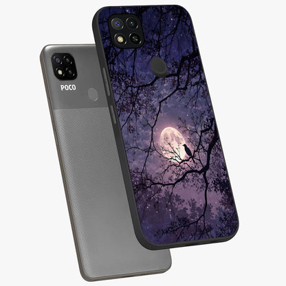 Whispering Moon Silence Glass Case displayed in angled mockup highlighting calm lunar design with dreamy night aesthetic.