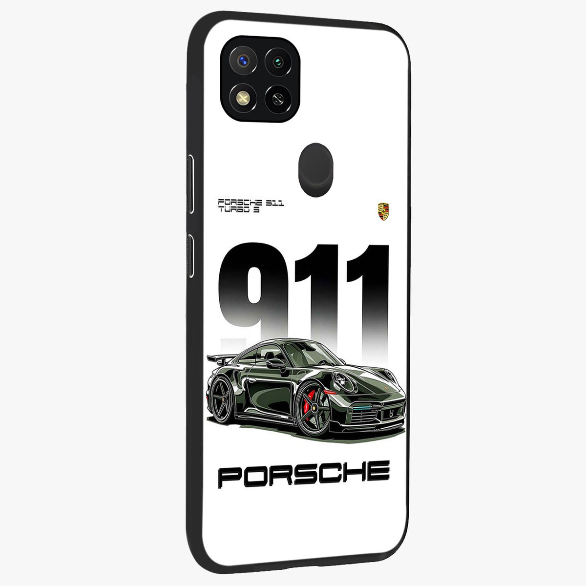 911 Turbo Dominance Glass Case upright perspective showcasing powerful racing design and modern automotive aesthetic.