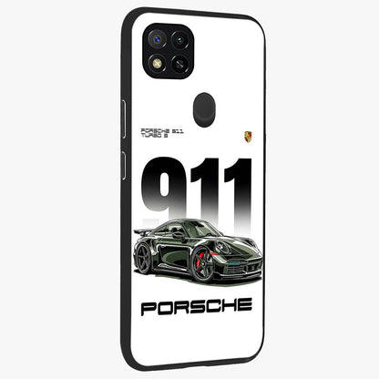 911 Turbo Dominance Glass Case upright perspective showcasing powerful racing design and modern automotive aesthetic.