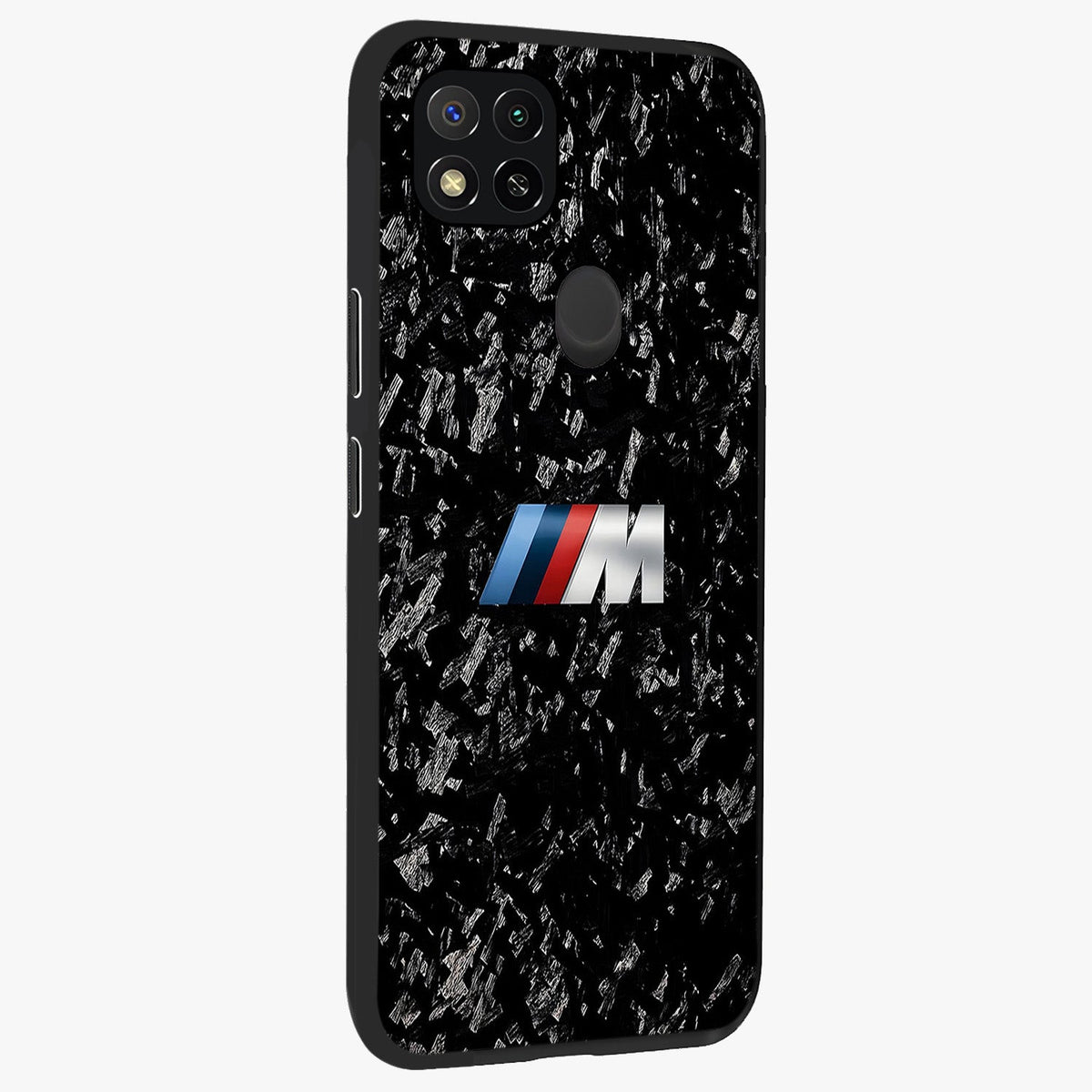 Carbon Speed Mark Glass Case upright view showcasing modern carbon speed graphic with bold automotive theme.