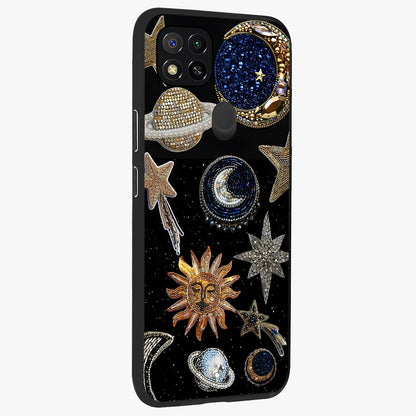 Celestial Gem Constellations Glass Case upright view showcasing cosmic constellation artwork with celestial aesthetic style.