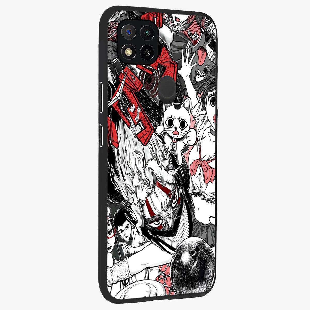 Crimson Chaos Panel Glass Case upright view showcasing intense crimson artwork with dramatic aesthetic style.