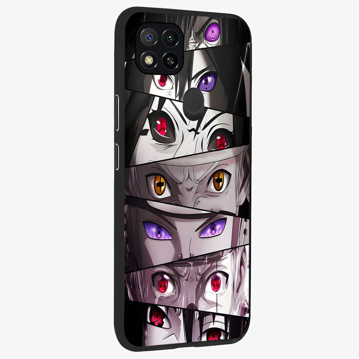 Eyes of Destiny Glass Case upright view showcasing symbolic eye artwork with dramatic artistic theme.