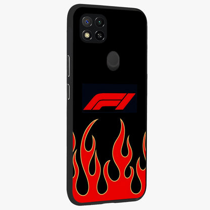 Fire F11 Glass Case upright view showcasing dynamic flame artwork with intense visual theme.