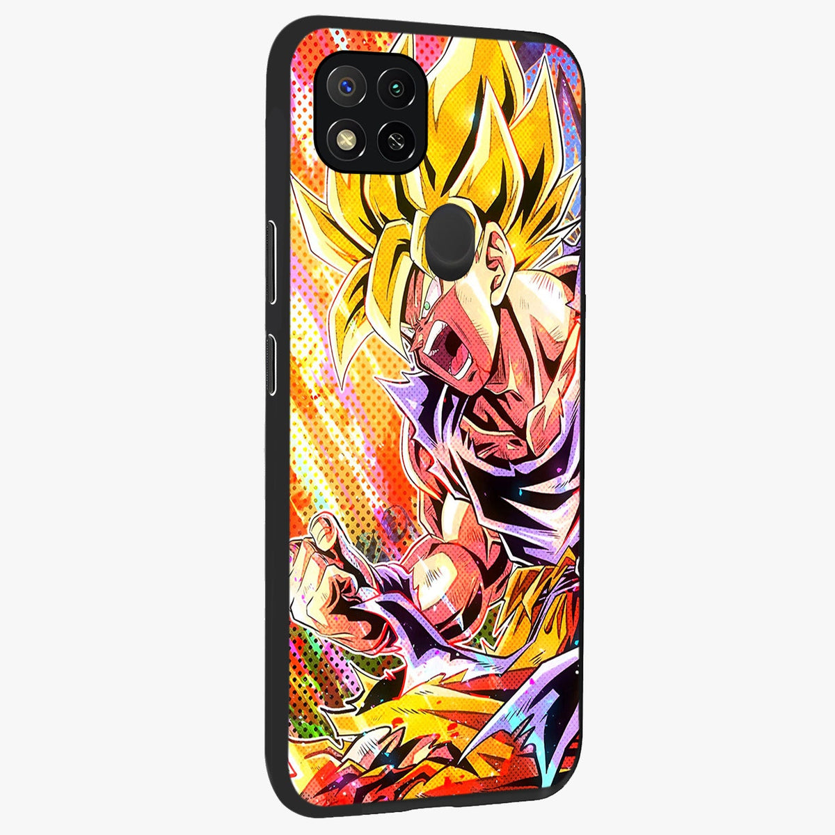 Firing Goku Glass Case upright view showcasing energetic anime artwork with bold warrior theme.