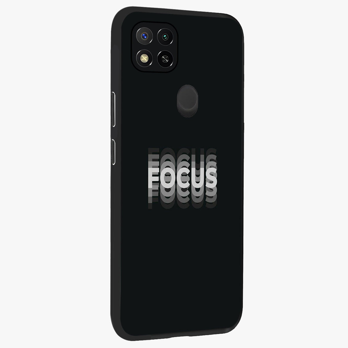 Focused Blade Discipline Glass Case upright view showcasing strong typography statement with sleek motivational theme.