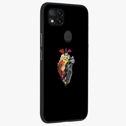 Heart With Flowers Glass Case upright view showcasing decorative heart and floral artwork with sweet romantic theme.