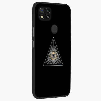 Illuminati Evil Glass Case upright view showcasing striking illuminati artwork with mysterious symbolic theme.