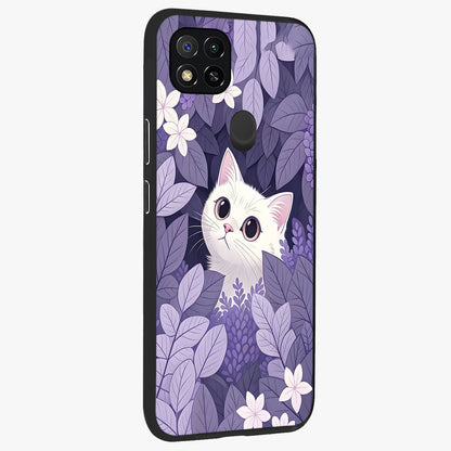 Lilac Hide Peek Cat Glass Case upright view showcasing charming cat artwork with adorable peek theme.