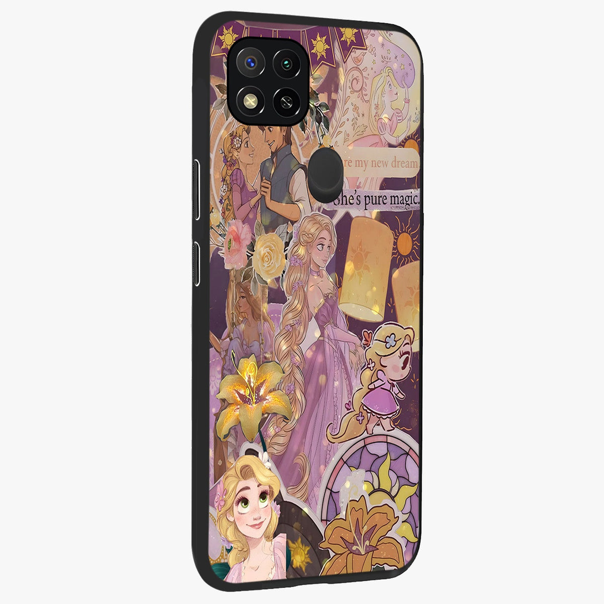 Magical Tangled Dream Glass Case upright view showcasing enchanting artistic artwork with dreamy fantasy theme.