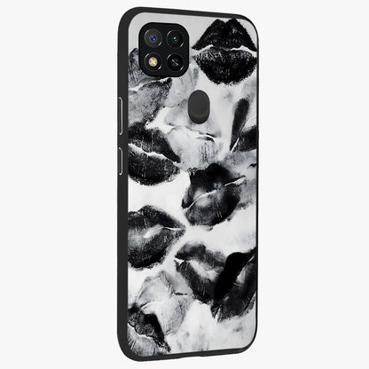 Midnight Kiss Marks Glass Case upright view showcasing stylish kiss mark artwork with trendy romantic theme.