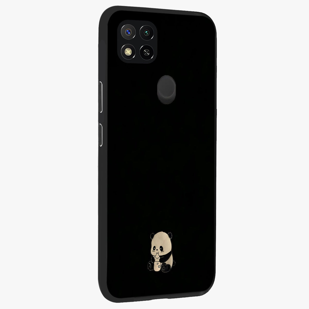 Midnight Panda Love Glass Case upright view showcasing charming panda artwork with playful romantic theme.