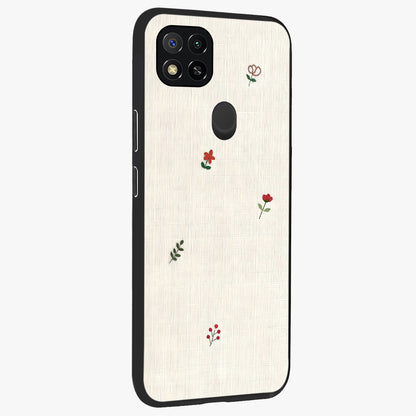 Minimal Petal Whispers Glass Case upright view showcasing elegant floral artwork with modern minimalist style.
