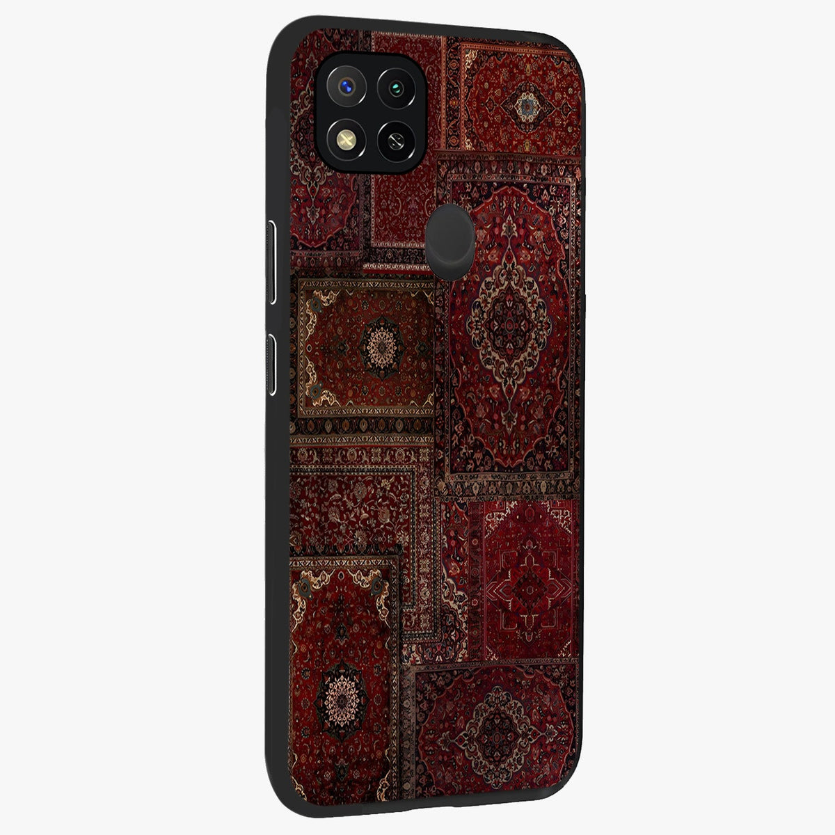 Persian Velvet Tale Glass Case upright view showcasing elegant Persian artwork with classic heritage theme.
