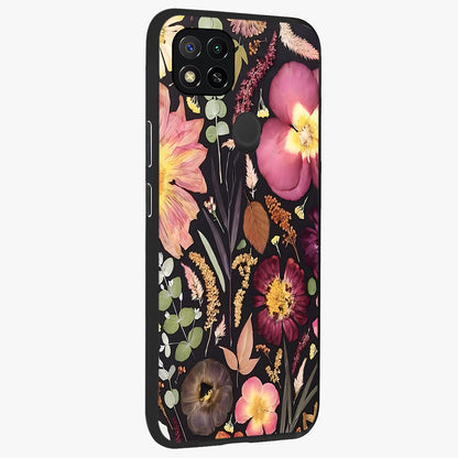 Petal Dream Tapestry Glass Case upright view showcasing detailed floral tapestry artwork with artistic nature theme.