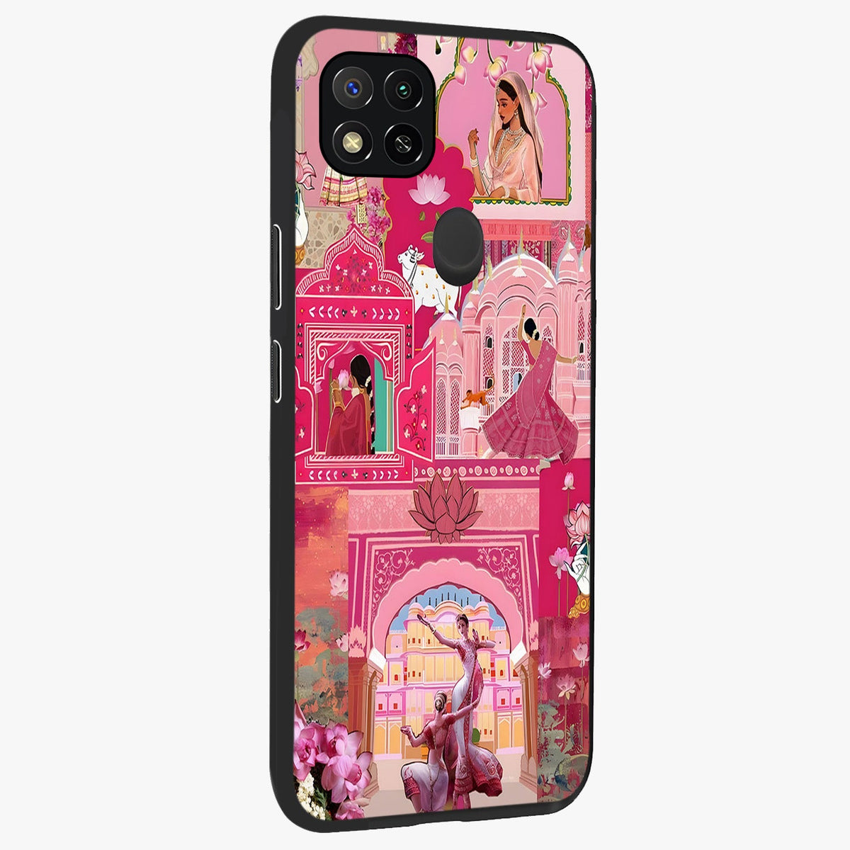 Pink Palace Muse Glass Case upright view showcasing artistic palace artwork with graceful royal theme.