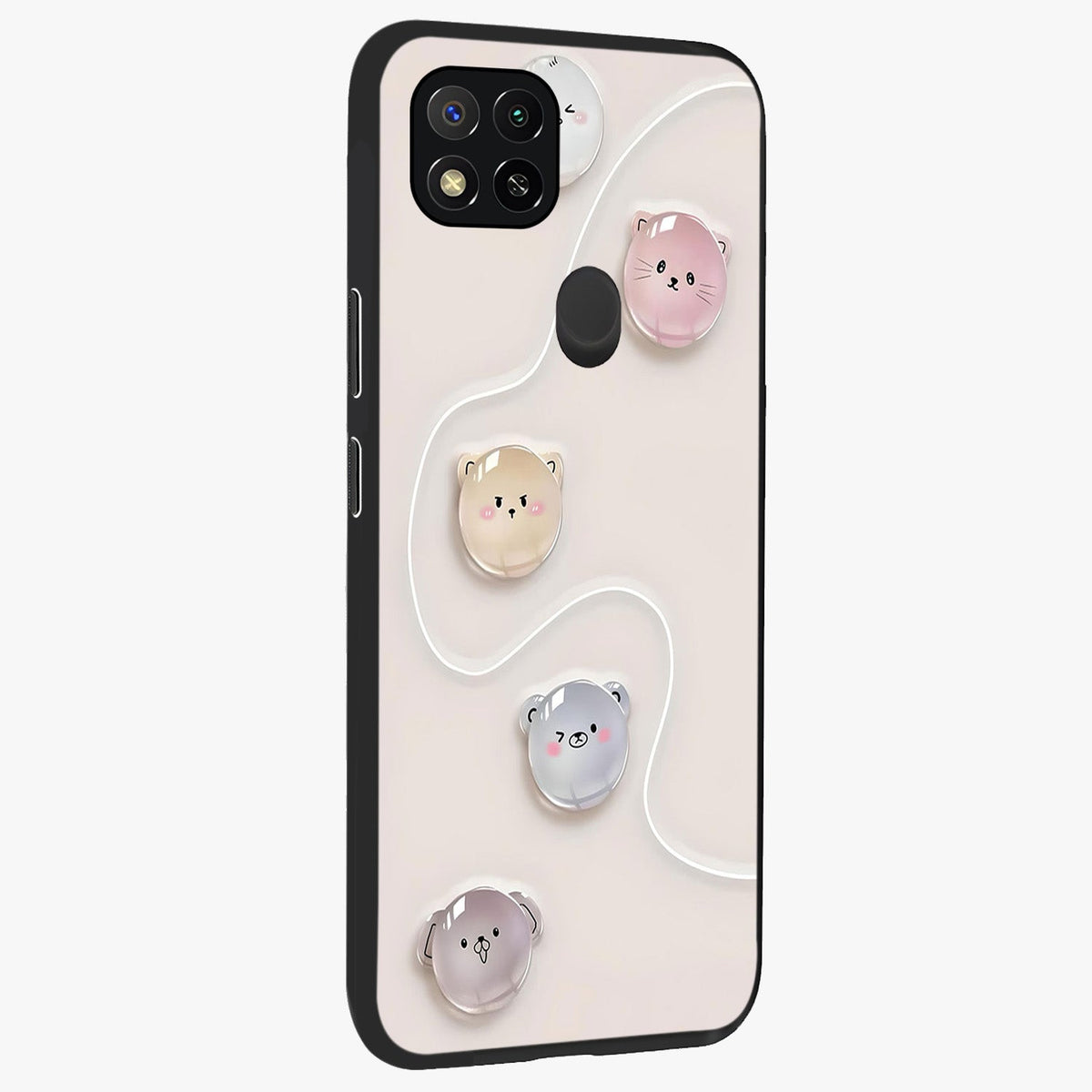 Puffy Face Parade Glass Case upright view showcasing adorable character artwork with cheerful animated theme.