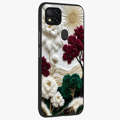 Radiant Bloom Elegance Glass Case upright view showcasing decorative flower artwork with refined botanical theme.