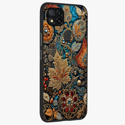 Royal Jewel Garden Glass Case upright view showcasing rich floral artwork with luxurious garden theme.