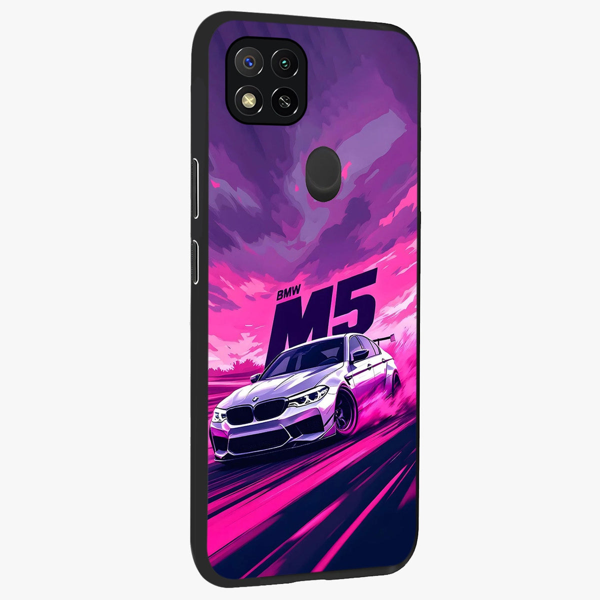 Velocity Drift Pulse Glass Case upright view showcasing powerful racing artwork with energetic motorsport theme.