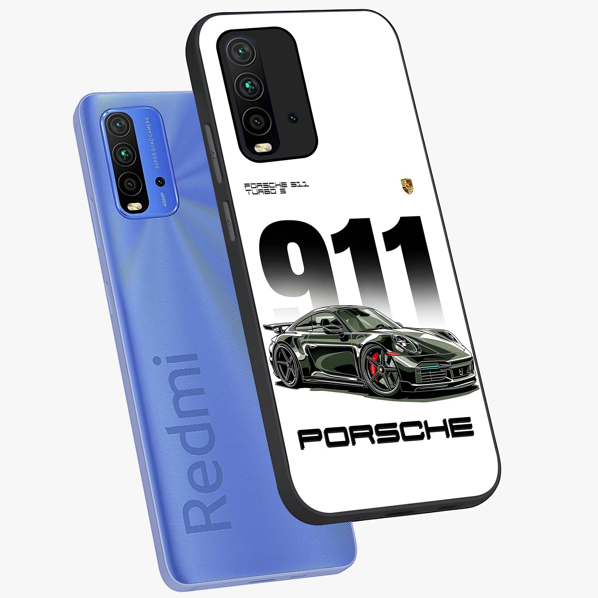 911 Turbo Dominance Glass Case displayed in premium angled mockup highlighting sporty car illustration and sleek glass surface.