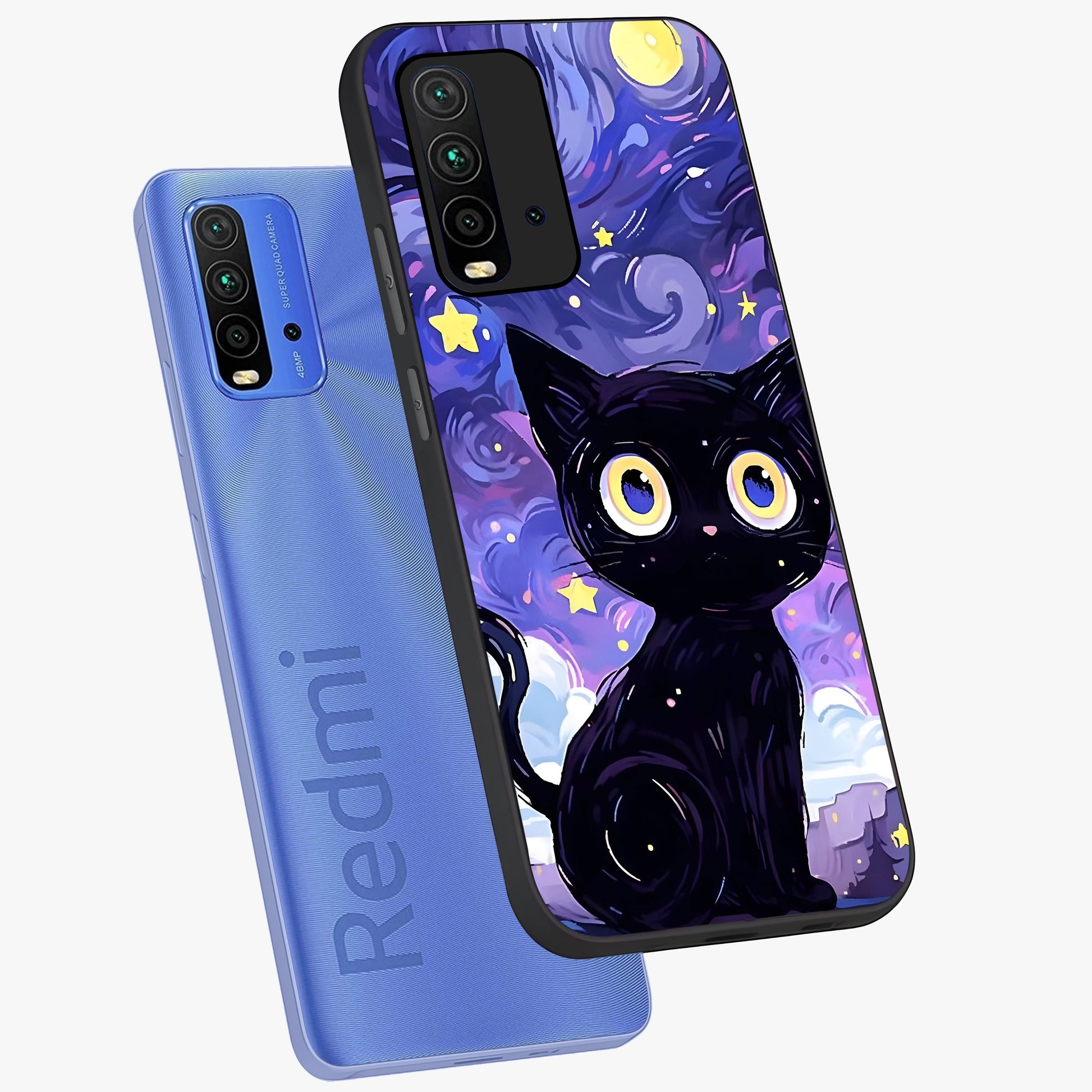 Abstract Cat Art Glass Case displayed in angled mockup highlighting modern abstract cat artwork and sleek glass surface.