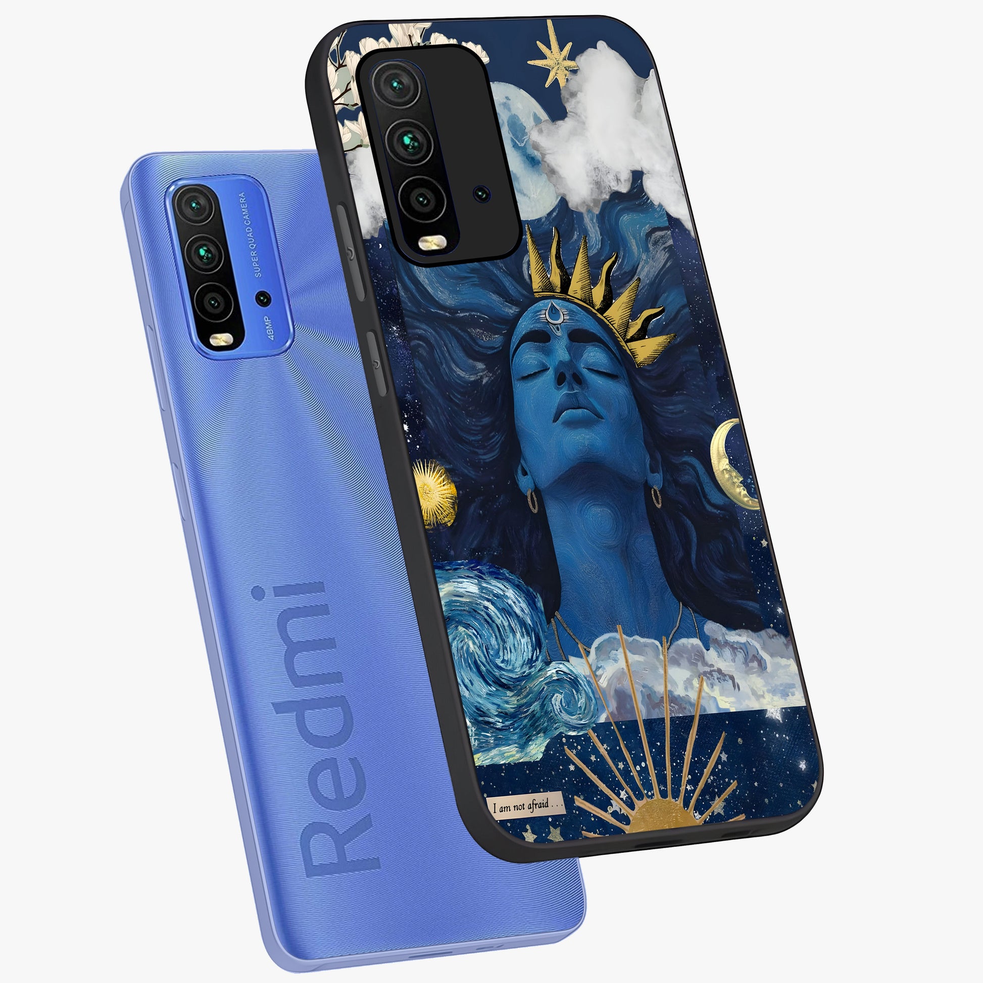 Aesthetic Lord Shiva Glass Case displayed in angled mockup highlighting spiritual Shiva illustration and sacred aesthetic design.