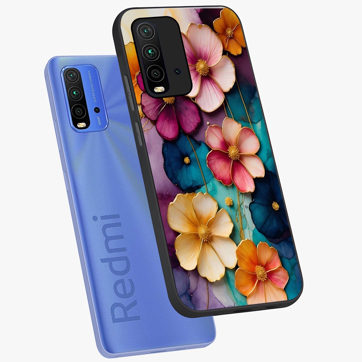 Artlyn Grace Flower Pattern Glass Case displayed in angled mockup highlighting delicate flower pattern design and smooth glass surface.
